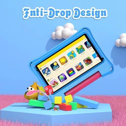 Vista 4 de VASOUN Tablet infantil de 7 pulgadas para niños pequeños, Android 13 32 GB de RAM con doble cámara WiFi, control parental, Bluetooth, a prueba