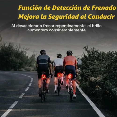Vista 5 de Luz trasera inteligente para bicicleta, detección de frenos, encendido