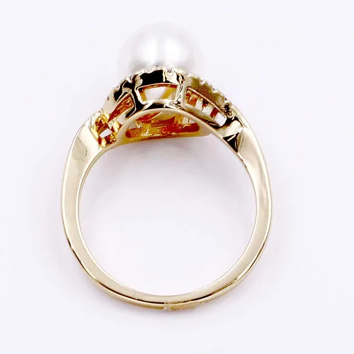 Vista 4 de 0.315 in anillo de perlas marfil AAA CZ micro pavimentar tamaño 5-10 joyería de boda