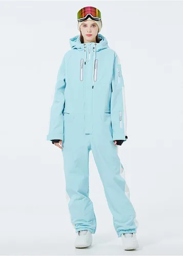 Vista 2 de Traje de esquí de una pieza para mujer, resistente al viento, impermeable, traje de nieve para deportes al aire libre
