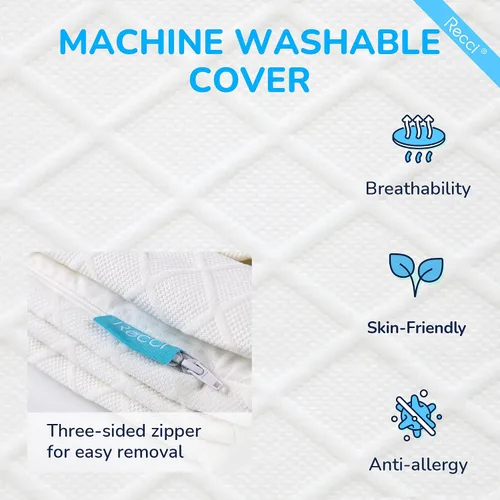 Vista 4 de RECCI - Colchón de espuma viscoelástica 100% pura de 2.0 in, Memory Foam, Blanco