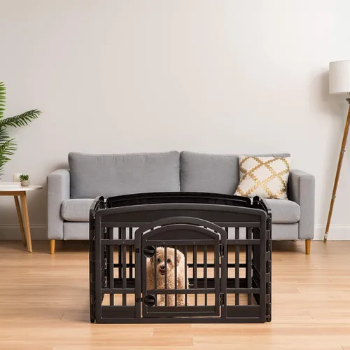 Vista 10 de IRIS USA Corralito para perros de 4 paneles de 24" con puerta, 35 x 35 x 24, corralito para cachorros, corralito para perros de interior, cerca
