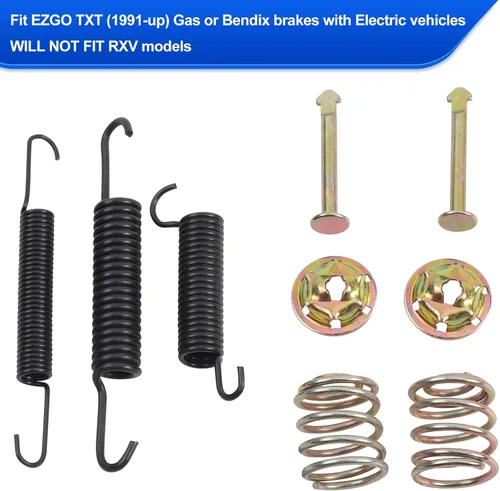 Vista 4 de Roykaw EZGO Pastillas de zapatas de freno y kit de muelles compatible con modelos de carrito de golf TXT/ST350/Workhorse y Yamaha 1993-Up G14, G16