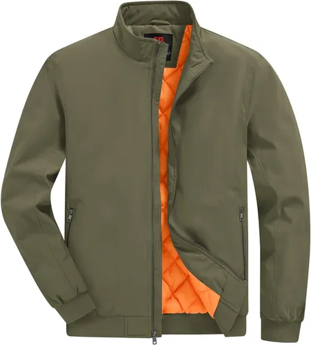 Vista 13 de BGOWATU Chaqueta para hombre con aislamiento para otoño e invierno, con cremallera, a prueba de viento, acolchadas, abrigos, abrigos, informales