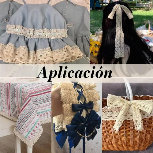 Vista 5 de Cinta de encaje vintage, cinta de encaje de ganchillo de algodón para manualidades de costura, aproximadamente 30 yardas (beige)