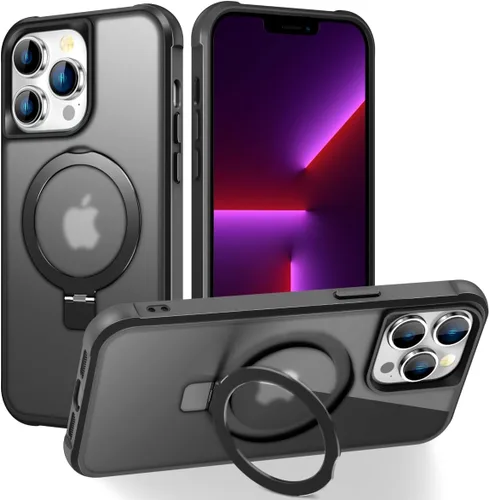 Vista 131 de CHAOFEnG Funda magnética compatible con iPhone 11 con soporte, prueba de caídas de grado militar, compatible con imán, anillo translúcido, parte