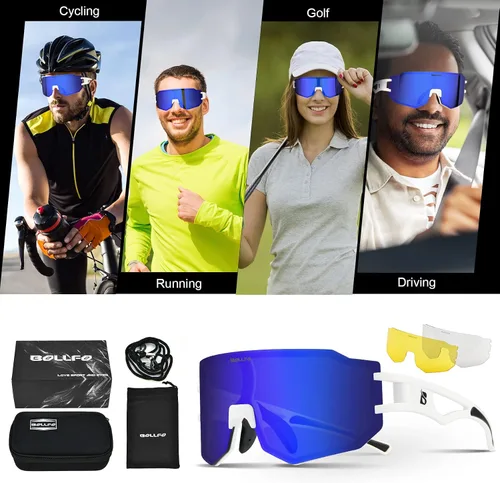 Vista 6 de BOLLFO Lentes de sol de ciclismo protección ultravioleta400 polarizado para hombres y mujeres