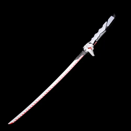 Vista 6 de Espada Katana Samurai hecha a mano, espada Genji, espadas de anime para cosplay, espada Overwatch blanca