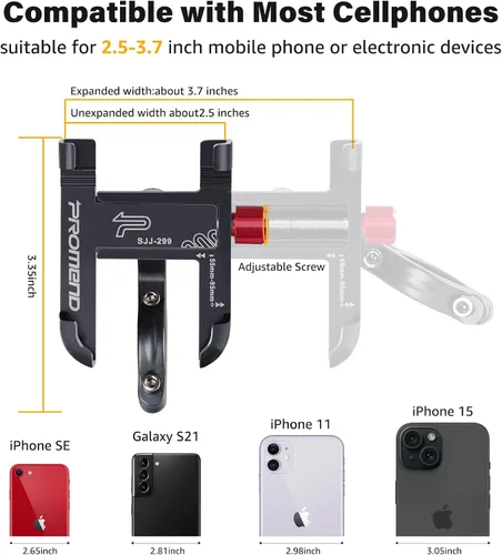 Vista 4 de Ralos Soporte de teléfono para bicicleta, soporte de aluminio para teléfono celular, abrazadera de teléfono celular para manillar de bicicleta