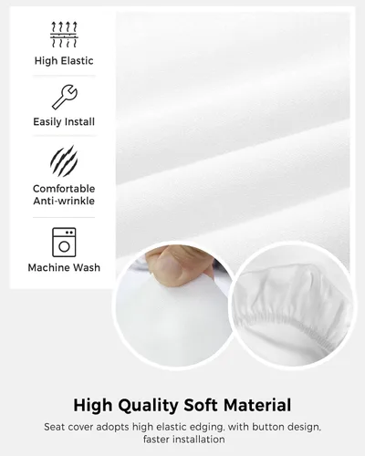 Vista 5 de Funda para silla de oficina, color blanco puro, funda elástica para asiento de silla de computadora, funda para respaldo, elástica, giratoria, cojín