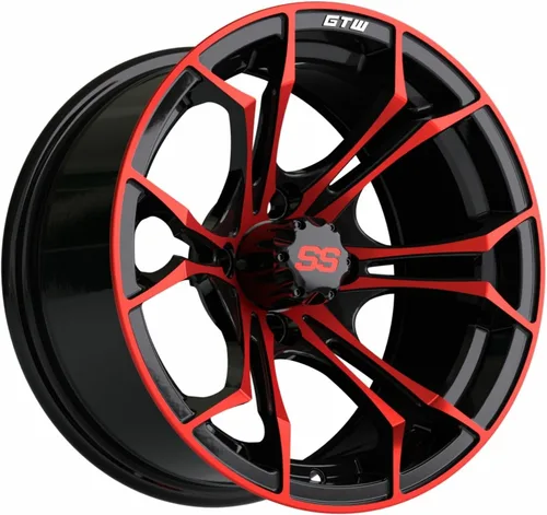 Vista 20 de GTW Spyder - Rueda de aluminio para carrito de golf de 12 pulgadas 12x7 4-4 pernos desplazamiento de 3:4 (azul/negro)