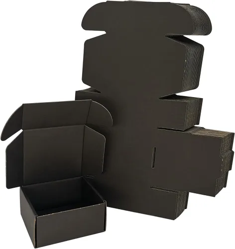 Vista 9 de Paquete de 25 cajas de envío pequeñas de 4 x 4 x 1 pulgadas, sobres de cartón corrugado negro para negocios de embalaje por correo (BK441-25)