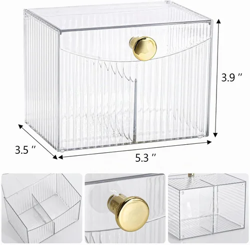 Vista 2 de Tbestmax Dispensador Portahisopo de 2 Secciones, Organizador Transparente de Baño de 2 Rejillas, Contenedor de Almacenamiento de Cosméticos para 1