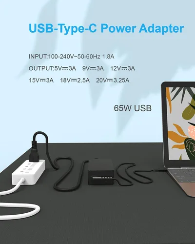 Vista 4 de Cargador USB C de 65 W y 45 W, compatible con Lenovo ThinkPad T14 T15 T16 E16 E15 Gen 1 Gen 2 X1 Yoga L13 7i Adaptador de corriente alterna