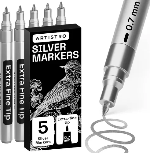 Vista 10 de ARTISTRO – 5 rotuladores de pintura acrílica negros a base de agua para marcado de vidrio, pintura en roca, cerámica, madera, llanta, tela, metal
