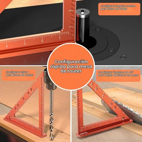Vista 6 de Neitra Regla Cuadrada con Pasador de Ángulo Fijo, Escuadras Compactas y Precisas de Aleación de Aluminio con Marcas Grabadas con Láser