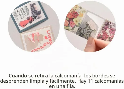 Vista 6 de Monolike Wow Sticker Ancien Fleur + Set de Póster Vintage - Mini Tamaño Lindas Calcomanías, Calcomanías Cuadradas Ancien Fleur + Póster Vintage