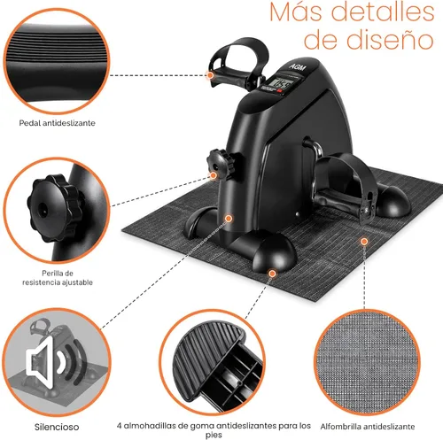 Vista 6 de Mini Exercise Bike, AGM Under Desk Bike Pedal Exerciser Foot Cycle Arm & Leg Pedal Exerciser with LCD Screen Displays