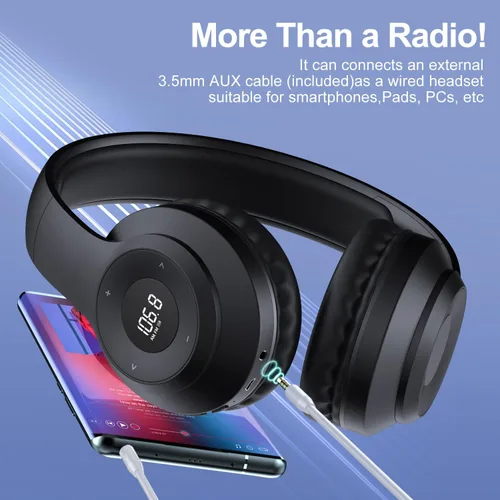 Vista 6 de X5 AM FM Radio Auriculares recargables, auriculares de radio portátiles personales am/fm Orejeras digitales con la mejor recepción para correr