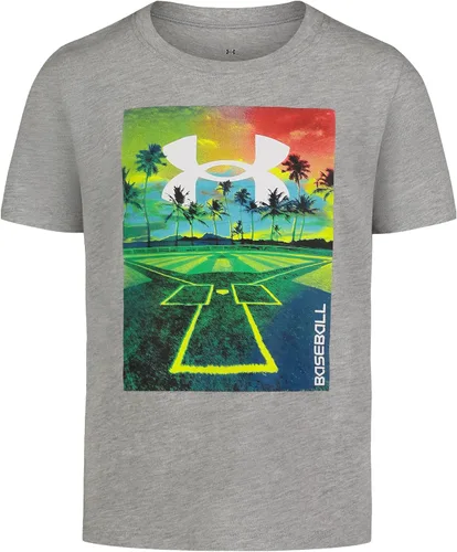 Vista 4 de Under Armour Camiseta de manga corta con gráfico de béisbol para niño Áspero atómico