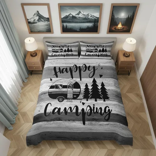 Vista 16 de Castle Fairy Juego de ropa de cama Happy Camping para niños, funda de edredón estilo granja occidental con cierre de cremallera, juego de ropa