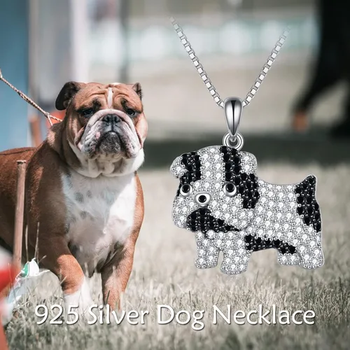 Vista 6 de HUKKUN Dog Breed Necklace for Dog Mom Sterling Silver English BullPoodle Dog Necklace for Women Gift for Dog Lover