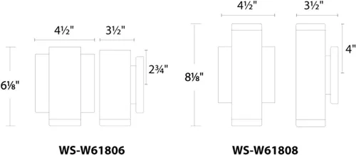 Vista 2 de WAC Lighting dweLED, bloque 1 luz LED interior y exterior luz de pared 3000K en negro
