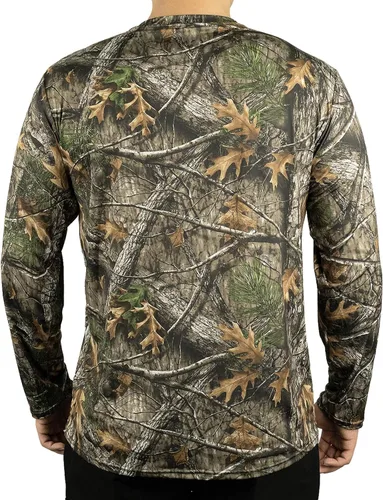 Vista 2 de LOOGU Camisa de camuflaje de caza para hombre, ligera, camisas de camuflaje para hombre, camisa de manga larga para pesca, senderismo, campamento