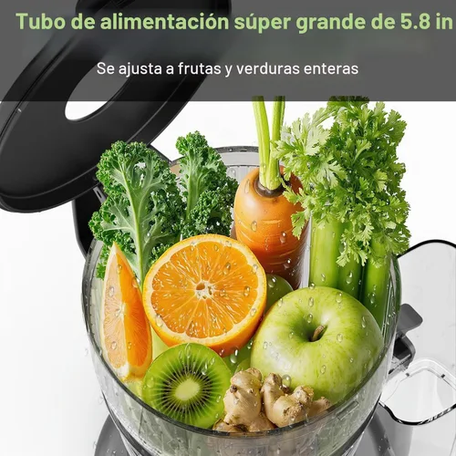 Vista 2 de Exprimidor de prensa en frío – Conducto de alimentación extra ancho de 5.8 pulgadas Máxima retención de nutrientes Exprimidor de masticación