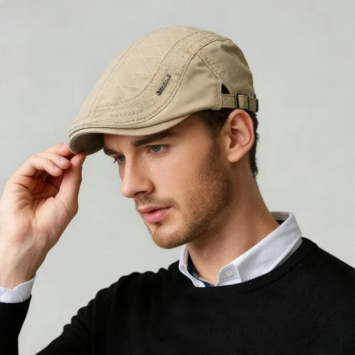 Vista 2 de Initlove Gorra de algodón para hombre, boina de hiedra de algodón para conducir