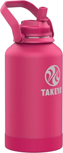 Vista 6 de Takeya Pickleball - Botella de agua aislada de acero inoxidable con tapa y asa de transporte, 32 onzas, Dropshot Teal Verde azulado