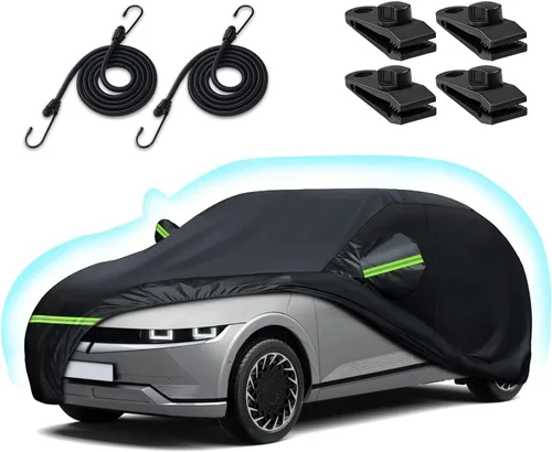 Vista 17 de Funda de automóvil de 6 capas para Hummer H2 SUV 2002-2009, 210T, impermeable, sol, lluvia, UV, polvo, nieve, protección al aire libre, H2, cubierta