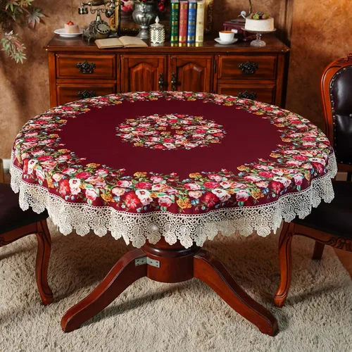 Vista 3 de SUTAVIA Mantel de encaje floral impermeable, rectangular, lavable, para el hogar, vacaciones, Acción de Gracias, Navidad, fiesta, comedor