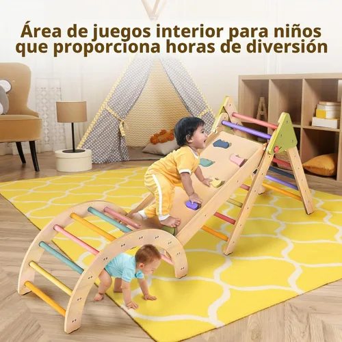 Vista 3 de LOL-FUN Pikler plegable Triángulo Juguete de escalada con tobogán