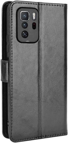 Vista 3 de Funda para Xiaomi Redmi Note 10 Pro 5G, Funda de cuero con tapa para Xiaomi Poco X3 GT/Redmi Note 10 Pro 5G Case Negro
