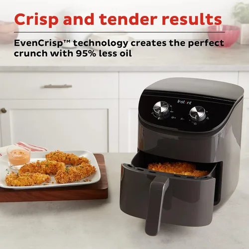 Vista 10 de Instant Pot Essentials - Freidora de aire de 4 cuartos con tecnología EvenCrisp que recalienta y recalienta, ajusta fácilmente el tiempo