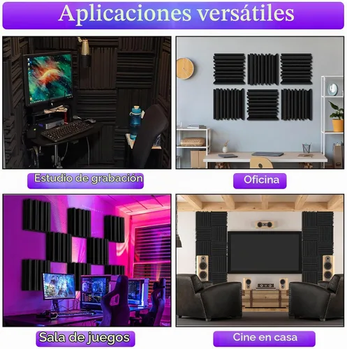 Vista 5 de TroyStudio Paneles de espuma acústica gruesos, 12 x 12 x 3 pulgadas, 4 piezas de espumas absorbentes de sonido de banda ancha, azulejos acolchados