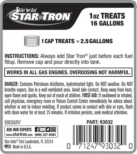 Vista 2 de Star Tron Enzima Tratamiento de Combustible - Fórmula gas concentrado 32 onzas - Treats 512 galones