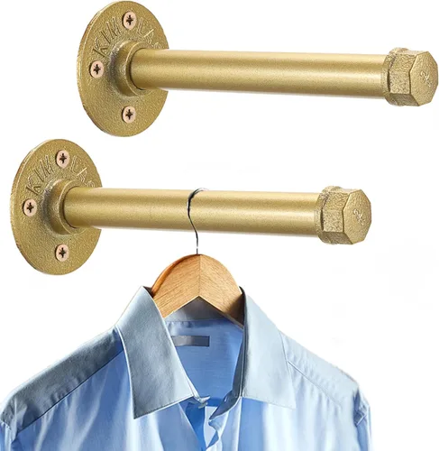 Vista 11 de Sumnacon 2 Piezas Barra de Ropa de Tubo Industrial de 5.9 Pulgadas – Perchero de Metal Rústico de Servicio Pesado con Tornillos, Soporte para Ropa