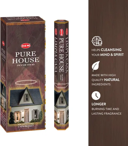 Vista 3 de Hem Pure House - Varitas de incienso Hexa, paquete de 6 cajas (120 varillas en total) Incienso natural enrollado a mano de la India Aroma