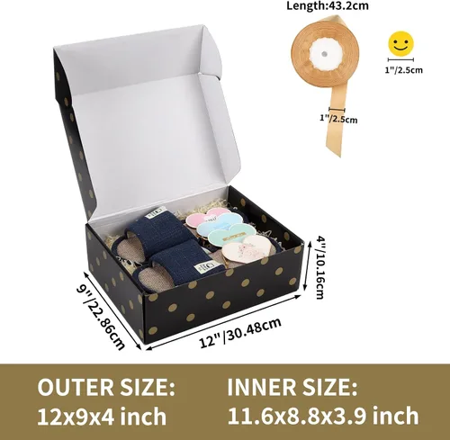 Vista 2 de Hoikwo Paquete de 18 cajas de regalo de lujo de 12 x 9 x 4 pulgadas, color negro, a granel, vacías para regalos del día de la madre, cajas de regalo