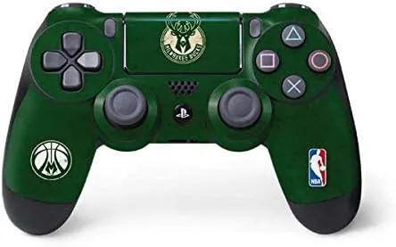 Vista 3 de Skinit Calcomanía para juegos compatible con PS4 Pro/Slim Controller, con licencia oficial de la NBA Milwaukee Bucks Animal Print Black Design
