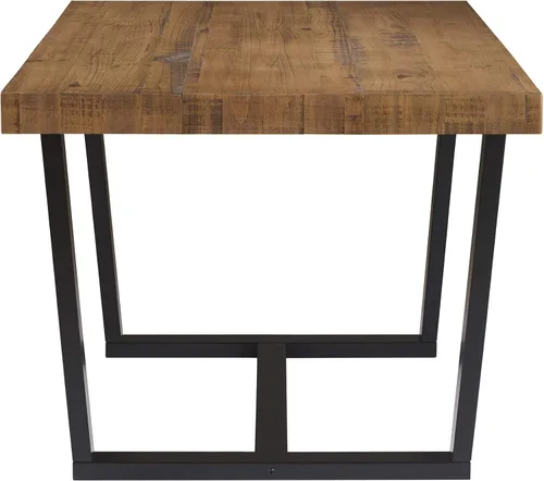 Vista 5 de Walker Edison mesa de comedor rectangular para 6 personas, de madera desgastada, de estilo moderno y campestre, 52 pulgadas, roble rústico