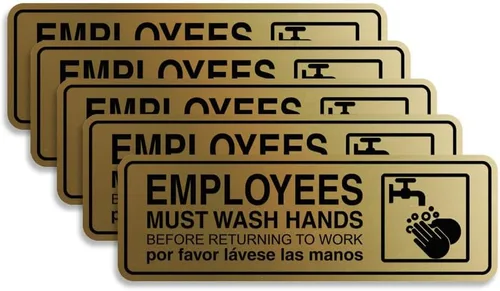 Vista 18 de Standard Employees Must Wash Hands - Letrero para puerta/pared, color negro, pequeño