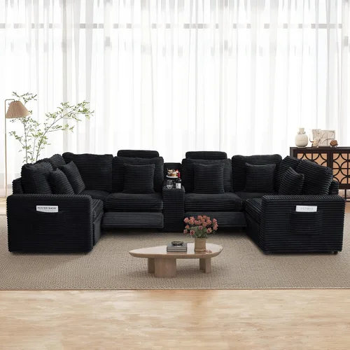 Vista 9 de RARZOE Sofá modular modular sin brazos, sofá modular, 2 sillas sin brazos, asientos de módulo medio para sala de estar, sofá modular seccional