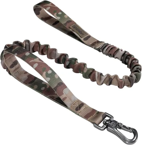 Vista 12 de EXCELLENT ELITE SPANKER Correa elástica militar para perros con 2 asas de control acolchadas para perros medianos y pequeños (negro)