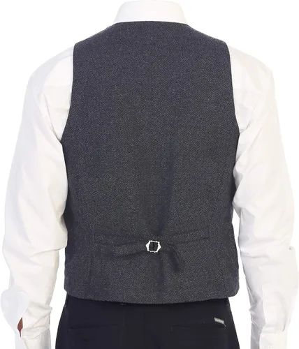 Vista 4 de Gioberti Chaleco de tweed formal de 6 botones para hombres