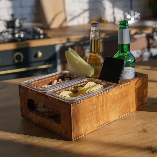 Vista 5 de Caja de cerveza de madera, regalo para los amantes de la cerveza, papá, hombre, él, novio, caja de bebidas, bandeja para aperitivos, soporte de mesa