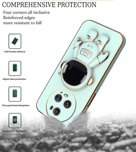 Vista 5 de Compatible con Honor Magic 5 Pro Funda con chapado creativo de astronauta de dibujos animados rosa, para Honor Magic 5 Pro, funda de silicona a