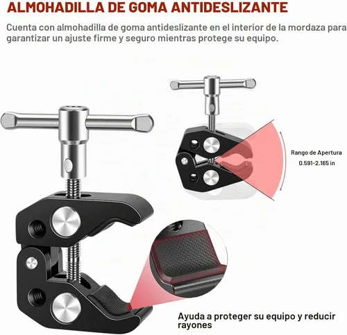 Vista 5 de Clip de micrófono con abrazadera de micrófono con tornillo de micrófono de 5/8 pulgadas, compatible con micrófono, soporte de micrófono y accesorios